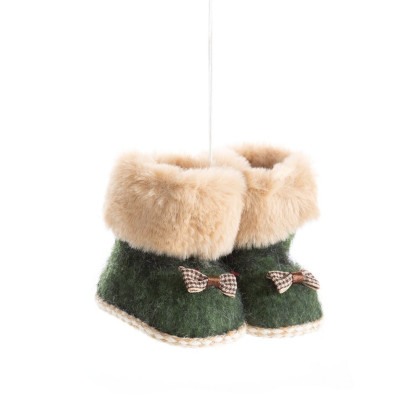 Dekorácia 9 cm papučky zelené závesné Dekorácia 9 cm papučky zelené závesné